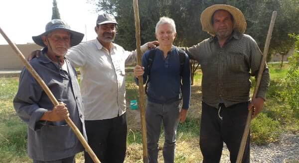 Jardiniers et Pascal à Yazd en Iran