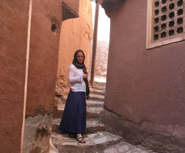 Christine in the streets of Abyaneh